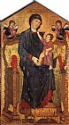 Madonna Canvas Paintings - Madonna Enthroned with the Child and Two Angels